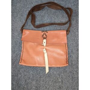 Renaissance Medieval Hand Made Leather Satchel Field Bag Purse Peach